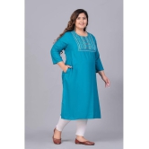 Preksha Rayon Embroidered Straight Women's Kurti - Turquoise ( Pack of 1 ) - None