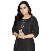 Lerkiza - Black Cotton Womens Straight Kurti ( Pack of 1 ) - 3XL