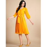 Glomee - Yellow Polyester Womens Fit & Flare Dress ( Pack of 1 ) - None