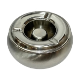 Dynore Stainless Steel Heavy Gauge Matka Shape Lid Ash Tray For Home, Office, Bar and Tabletop Decoration - Silver