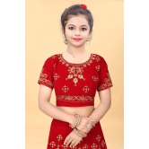 Apnisha - Red Velvet Girls Lehenga Choli Set ( Pack of 1 ) - None