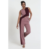 Skewed Formal Trousers-Wine Pink / L