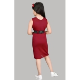 Coxxup Maroon Crepe Girls Bodycon Dress ( Pack of 1 ) - None