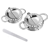 NIDY® 2Pcs Dumpling Maker Dough Press Mould 1Pc Filling Spoon 16cm Stainless Steel Wrapper Dough Cutter Kitchen Tools for Dumpling Dough Stamp Cutter Pastry Pie Making (Small 3 inch, Large 3.75 inch)