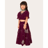 Girls Georgette Embroidered Readymade Lehenga Choli-Purple / 7 Years-8 Years