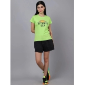 Fabflee - Fluorescent Green Cotton Regular Fit Womens T-Shirt ( Pack of 1 ) - None