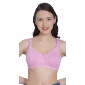 LacyLuxe Seamless Padded Bra Women Full Coverage Lightly Padded Bra-42B / Pink / Nylon Non Stretch Net