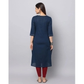 Alena Cotton Embroidered Straight Womens Kurti - Blue ( Pack of 1 ) - None