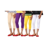 YELLOW,PURPLE AND WHITE COLOURS CAPRI LEGGINGS FOR GIRLS - 13-14 Years