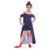 Naughty Ninos Girls Navy Blue Checked Fit and Flare Dress - None