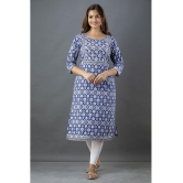 Lee Moda - Blue Cotton Women's Straight Kurti ( Pack of 1 ) - None