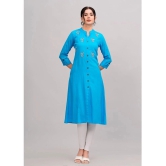 MAUKA Rayon Embellished Front Slit Womens Kurti - Blue ( Pack of 1 ) - None