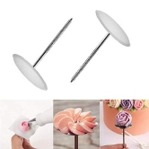 NIDY® 2pcs Cake Decorating Nails Stainless Steel Piping Nail 3D Rose Flower Maker Piping Bottom Tray Ice Cream Flowers Cake Decoration Tool