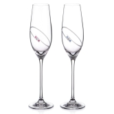 DIAMANTE RING CHAMPAGNE GLASS WITH SWAROVSKI® CRYSTALS – SET OF 2 - MADE IN SLOVAKIA