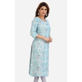 Meher Impex Cotton Printed Straight Womens Kurti - Turquoise ( Pack of 1 ) - None