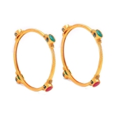 Jewar Mandi Bangles Set Gold Plated Emerald Ruby 2.6 Inches Jewelry 8085 - None