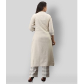 MAUKA - White Front Slit Cotton Womens Stitched Salwar Suit ( Pack of 1 ) - 3XL