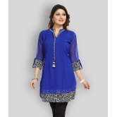 Meher Impex - Blue Georgette Women''s Straight Kurti ( Pack of 1 ) - S