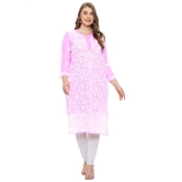 Lavangi Women Lucknow Chikankari Baby Pink Georgette Kurti with Matching Cotton Inner