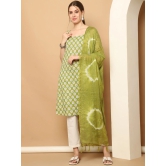 Green printedKurta with pallazos dupatta set-XXL / Green