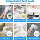 VODIQ Electric Spin Scrubber with Heads Perfect for Tackling Surfaces Like Walls, bathtubs, Windows, Kitchen Areas, Sinks, Dishes (White)