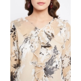 Women Off White & Pink Floral Print Georgette Top