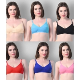 Kiran Enterprises - Multicolor Cotton Blend Non Padded Womens T-Shirt Bra ( Pack of 6 ) - None