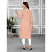 Rangita Women Rayon Peach Embroidered Knee Length Straight Kurti - None