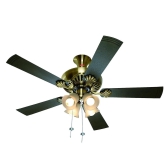 Usha Fontana Maple 1250mm Ceiling Fan with Decorative Lights (Antique Brass), Black