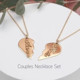 Broken Heart Couple Name Necklace - 30% OFF-Rose Gold / Box Chain