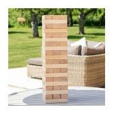 FRATELLI JENGA Tumbling Tower Customizable Numbered Wooden Blocks with 4 Dices, Stacking Game Kids/Adults Game - 48 Pieces