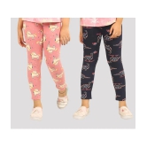 Ariel - Orange Cotton Girls Leggings ( Pack of 2 ) - None