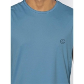 Men Light Blue Textured Sleeveless Sports T-shirt