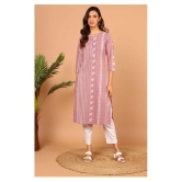 Janasya - Pink Cotton Womens Straight Kurti ( Pack of 1 ) - S