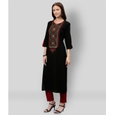 KIPEK - Black Rayon Womens Straight Kurti - L