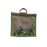 PALAK SAXENA Jute Bag for Shopping - Printed Jute Bag | Eco Friendly Bags for Shopping - Cute & Quirky Collection (Tortoise, Fish - Green)