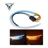 Kozdiko 60 CM Flexible White Daytime Running Light For Cars with Matrix Yellow Indicator with Turn Sequential Flow (60 cm, Set of 2 Pieces) ForHyundai Creta