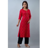 Doriya Red Rayon Kurti With Palazzo - Stitched Suit - None