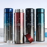 Stainless Steel Double Wall Insulated Hot & Cold Vacuum Flask with Smart LED Temperature Display | Star Print with Assorted Color | 500 Ml | Box Packing-Pack of-1