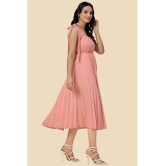 Glomee Crepe Solid Midi Women''s Fit & Flare Dress - Peach ( Pack of 1 ) - None