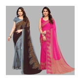 Kashvi Sarees Georgette Printed Saree With Blouse Piece - Multicolour ( Pack of 2 ) - Multicolour