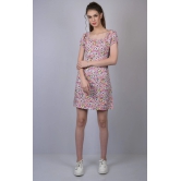 OWO THE LABEL Multicolored Flower Print Dress (OTL-DRS1011)-Multicolor / L