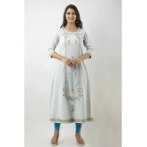 MAUKA - Silver Cotton Womens A-line Kurti ( Pack of 1 ) - None