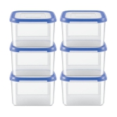 Milton Stacko 360 degree Plastic Storage Container (7) Set of 6, 2.66 Litres Each, Blue | Storage Jar | Air Tight | Kitchen Organiser | Container Set | Refrigerator Safe | BPA Free | Stackab