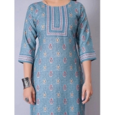 RIAANA Cotton Blend Printed Straight Womens Kurti - Blue ( Pack of 1 ) - None