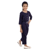 Kids Cave - Navy Blue Crepe Girls Jumpsuit ( Pack of 1 ) - None