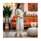 AMIRAS INDIAN ETHNICWEAR Cotton Printed Front Slit Womens Kurti - White ( Pack of 1 ) - None