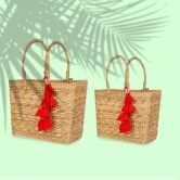 Boho Red Tassels Tote - Set of 2