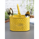 Polka Dot Cutlery Holder - Yellow