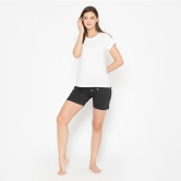 Plain Knitted Shorts For Women - Black Black M